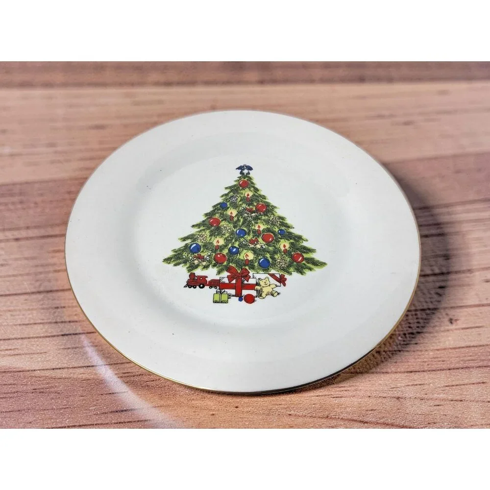 Vintage Sea Gull Fine China Christmas Tree Gold Rim 10.5"" Dinner Plate - Picture 6 of 8